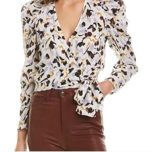 A.L.C. Tessa Lilac Multicolor Silk Wrap Top Blouse Size 8